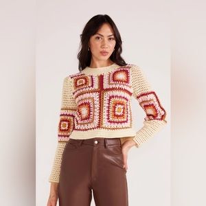 Minkpink crochet sweater xs NWT